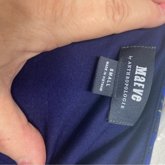 Anthropologie Maeve Small Tamera surplus cap sleeve blue yellow dress $75 - Picture 6 of 10